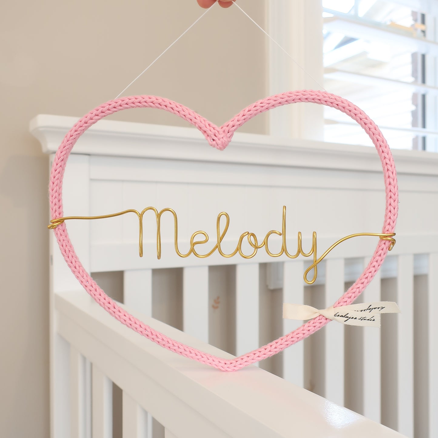Custom Golden Wire Name + Knitted Frame SET