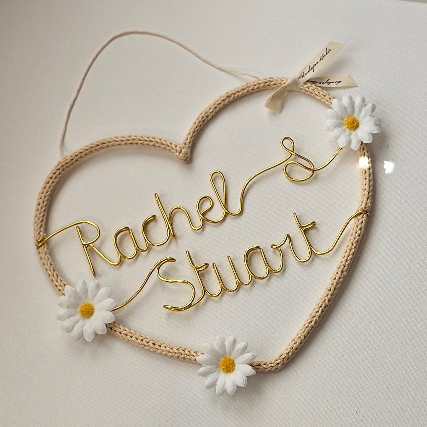 Custom Golden Wire Name + Knitted Frame SET