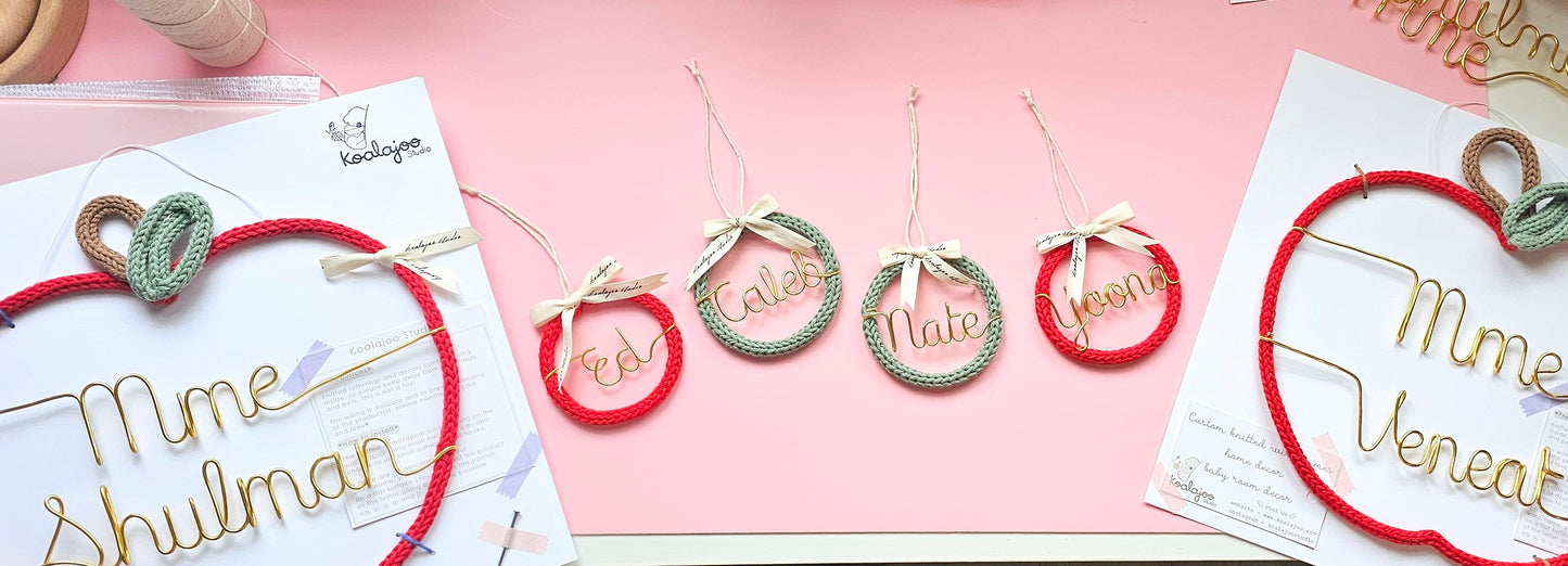 Knitted Christmas Bauble with Custom Wire Name