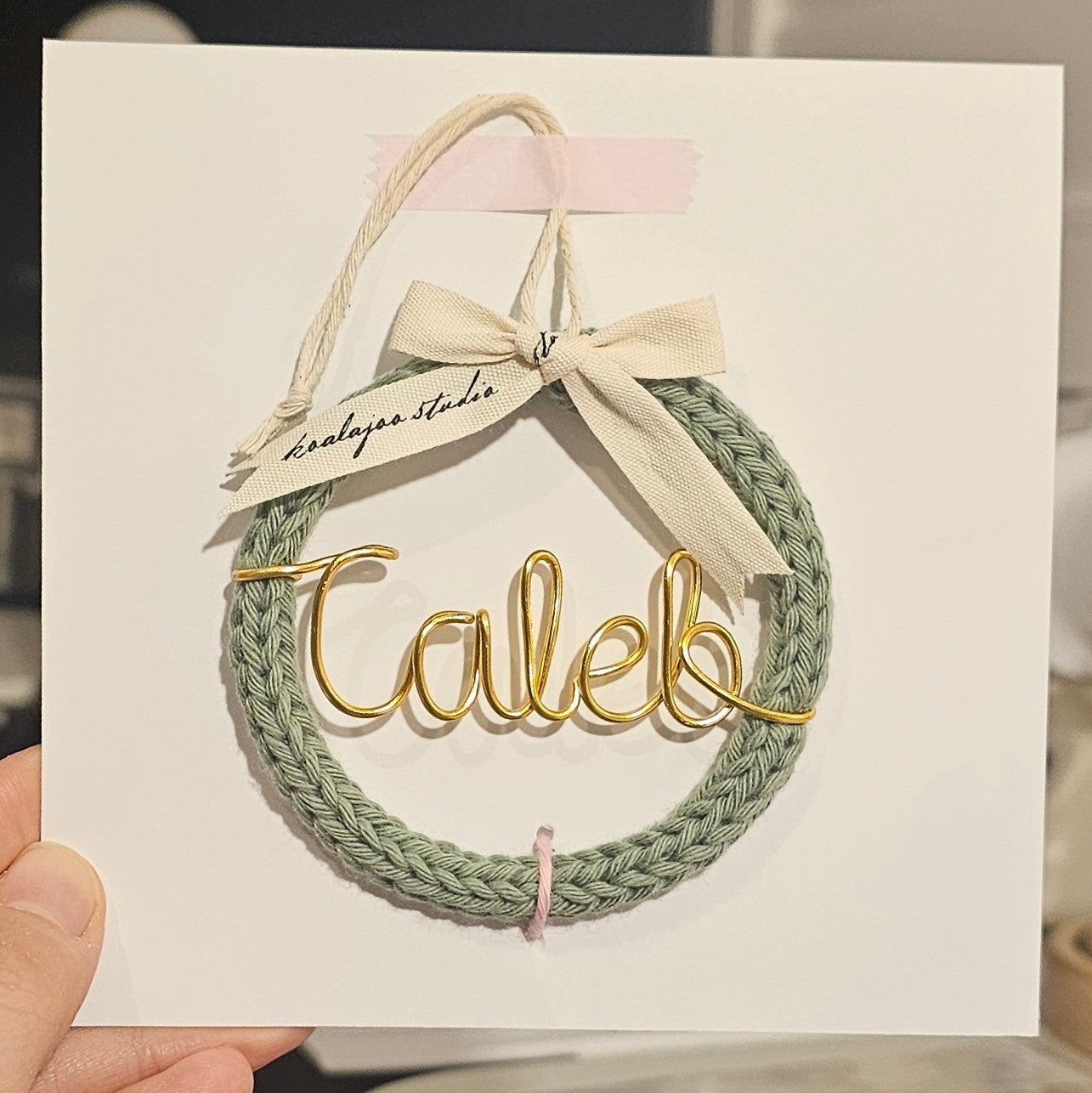 Knitted Christmas Bauble with Custom Wire Name