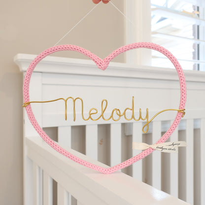 Custom Golden Wire Name + Knitted Frame SET